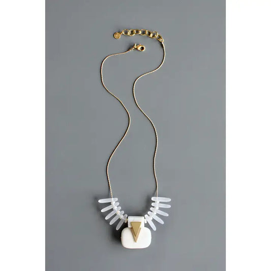 White Glass Fringe Necklace