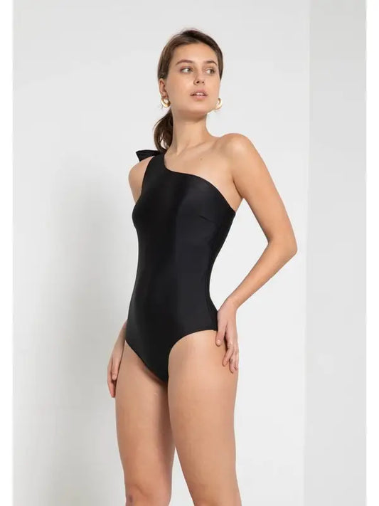 One Shoulder Swimsuit - Black