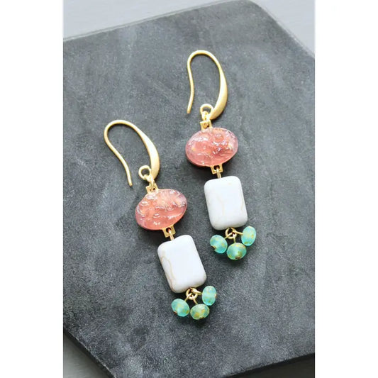 Purple and Aqua Cluster Earrings