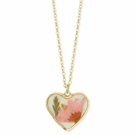 Dried Floral Necklace - Cottage Floral Heart