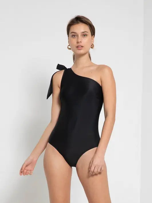 One Shoulder Swimsuit - Black