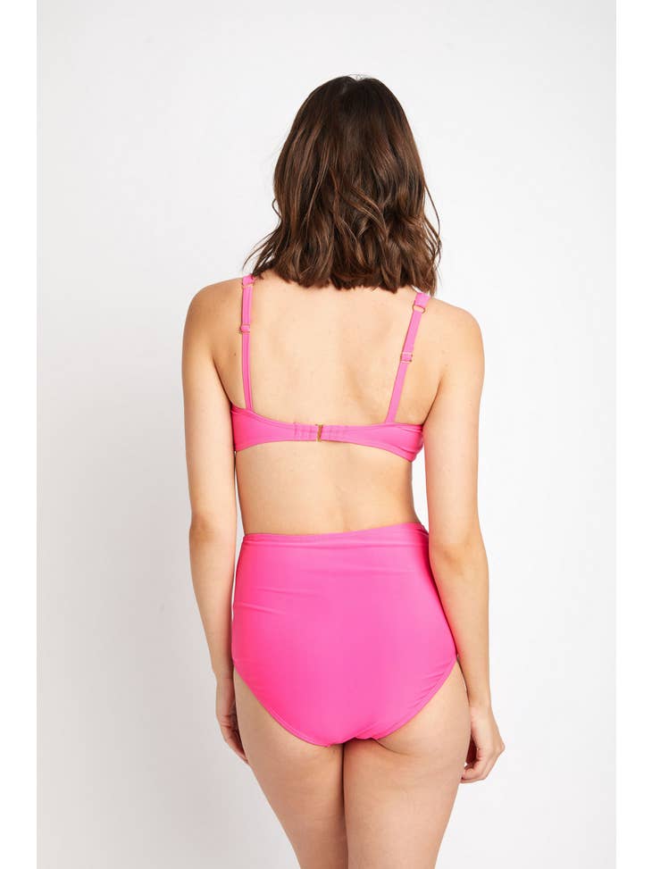High Waisted Crossed Swimsuit - Pink