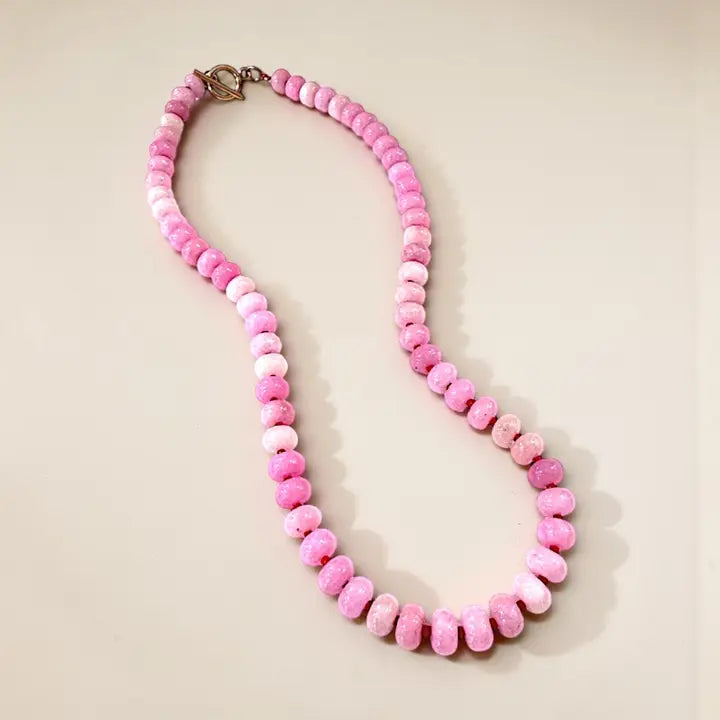Bold Gemstone Beaded Necklace - Rose Quartz