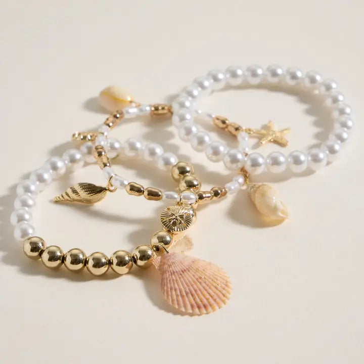 Coastal Pearl Charm Bracelet Set