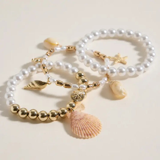 Coastal Pearl Charm Bracelet Set