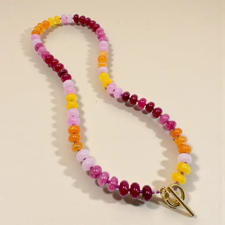 Bold Gemstone Beaded Necklace - Sunset Bold
