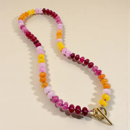 Bold Gemstone Beaded Necklace - Sunset Bold