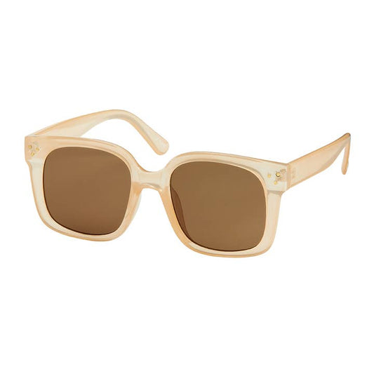 Square Pins Detail Sunglasses - Tan