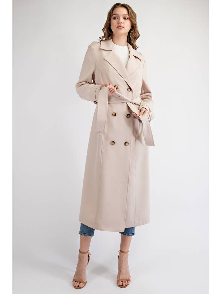 Double Breasted Trench Coat - Cream