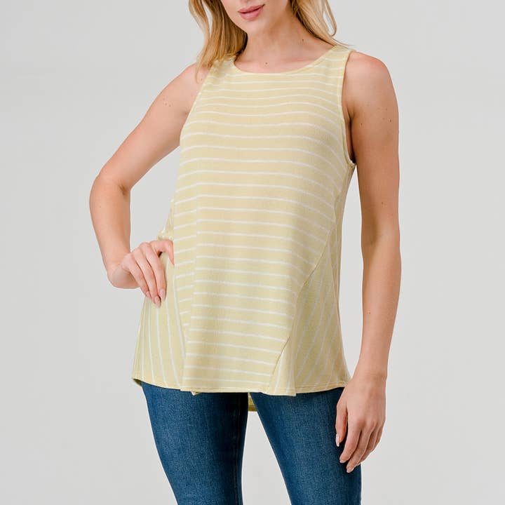 Stripe Tank Top - Pale Yellow/White