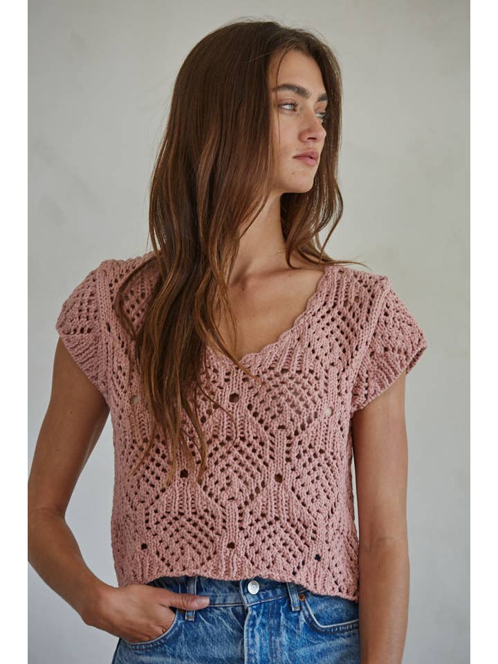 Cora Crochet Top - Mauve