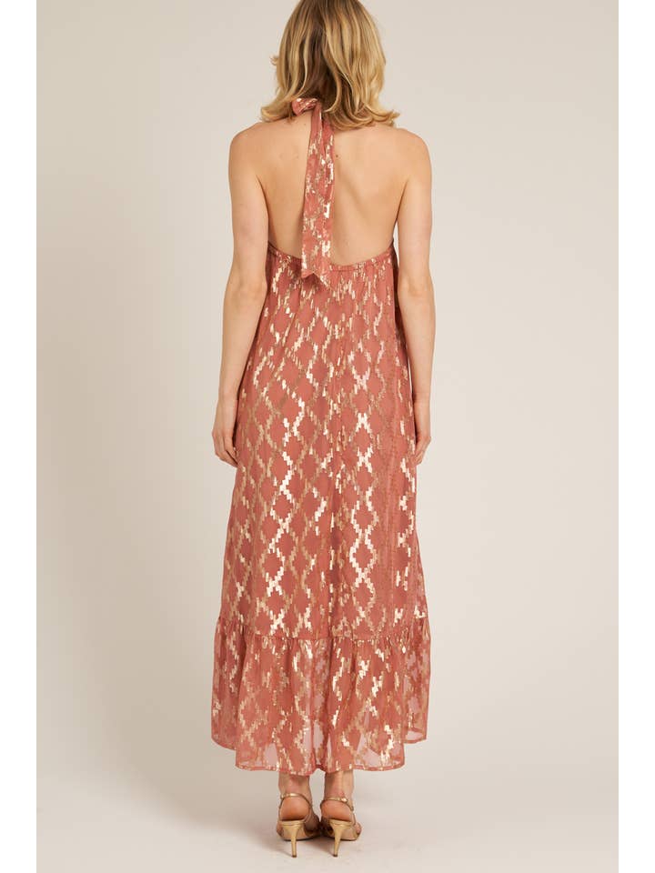 Halter Maxi Dress - Rose Gold