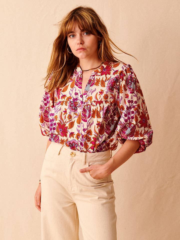 Siene Printed Blouse - Sangria