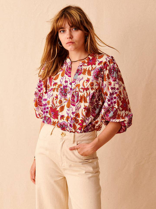 Siene Printed Blouse - Sangria