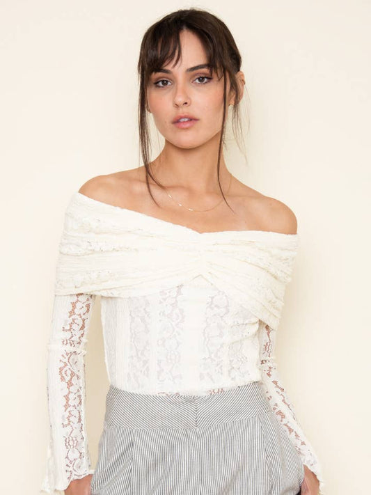 Lace Off Shoulder Top - Ivory