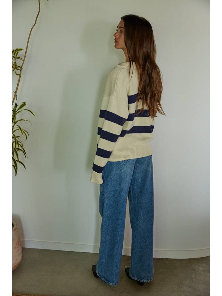 Irena Pullover - Cream/Navy