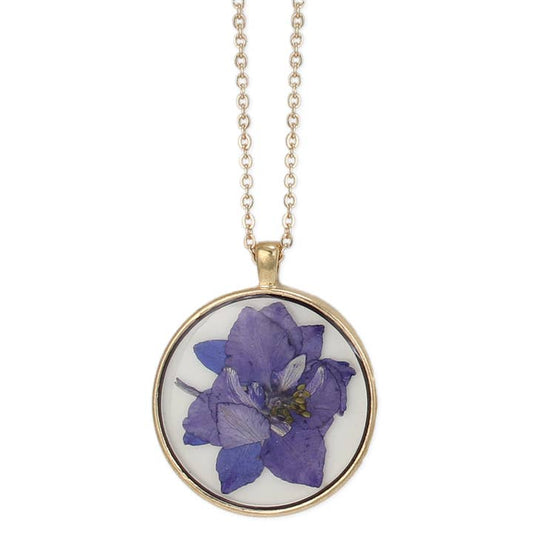 Dried Floral Necklace - Delphinium