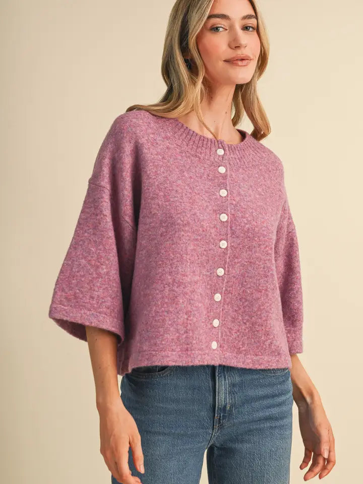 Elbow Length Cardigan - Purple Blue