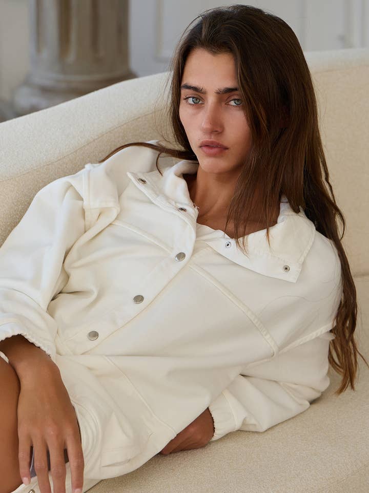 Snap-Button Front Pullover - Ivory