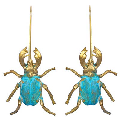 Verdigris Beetle Earrings