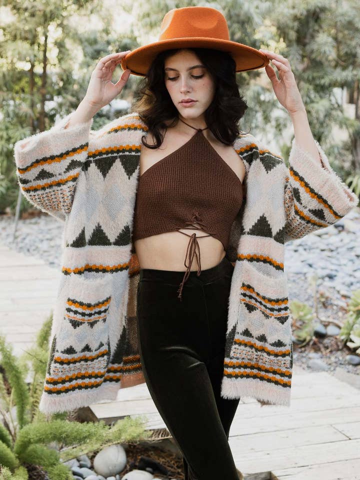 Boho Tribal Cardigan - Olive