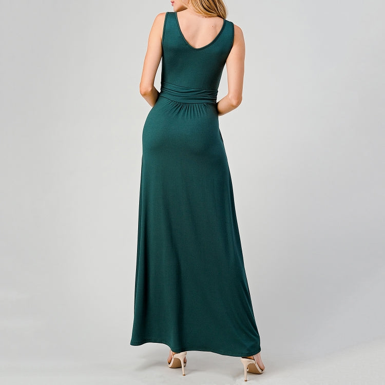 V-Neck Maxi Dress - Urban Green