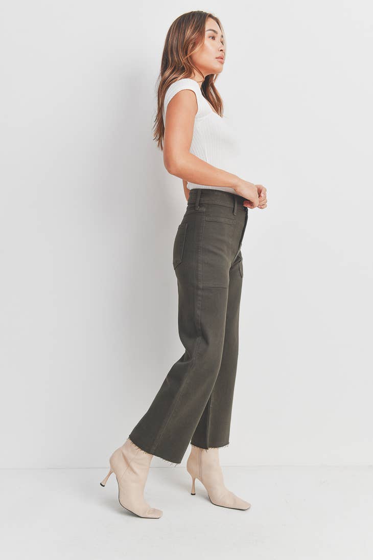 High Rise Utility Wide Leg - Forest Green