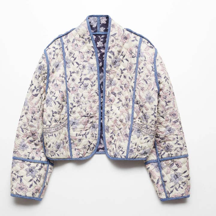 Reversible Quilted Cropped Jacket - Blue