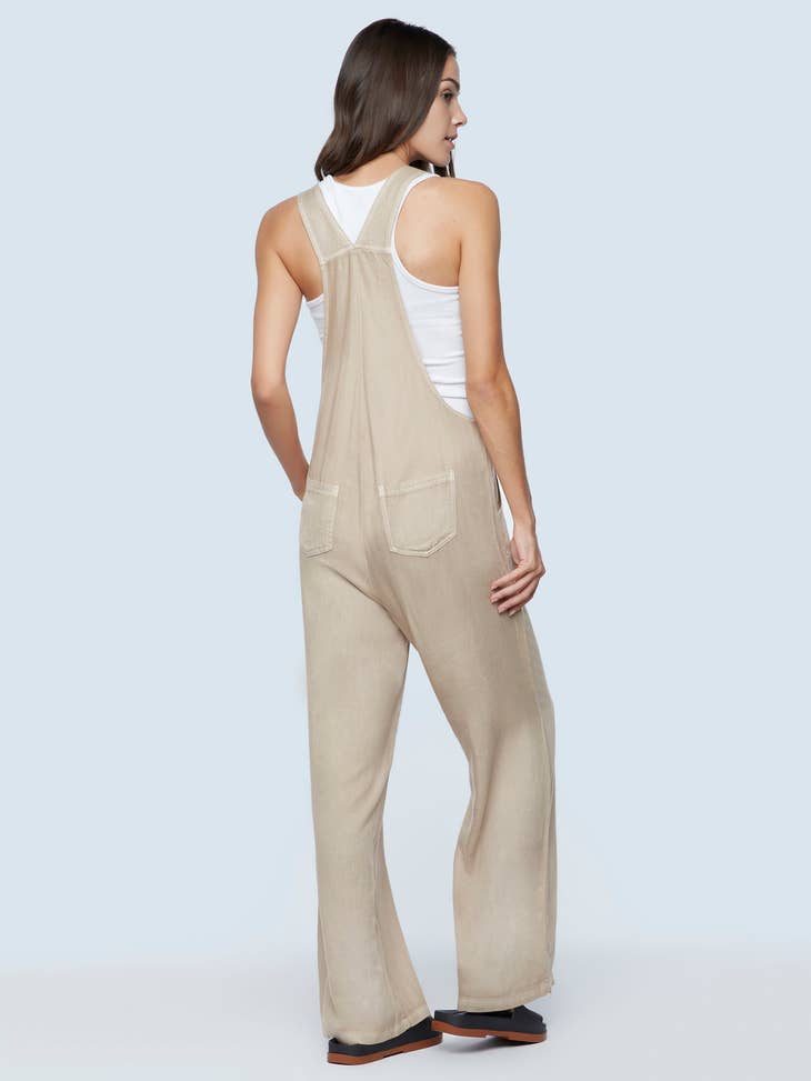 Flow Wide-Leg Overalls - Taupe Denim