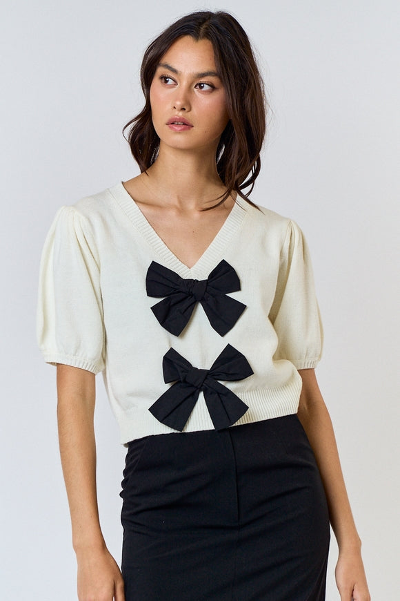 Bow Front Sweater - Ivory