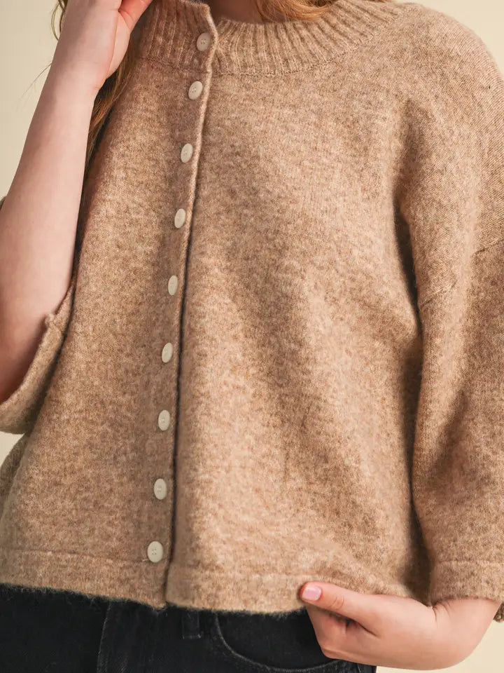 Elbow Length Cardigan - Mocha Brown