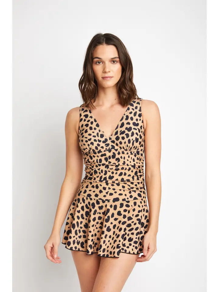 Skirted Boy Short Swimsuit - Leopard