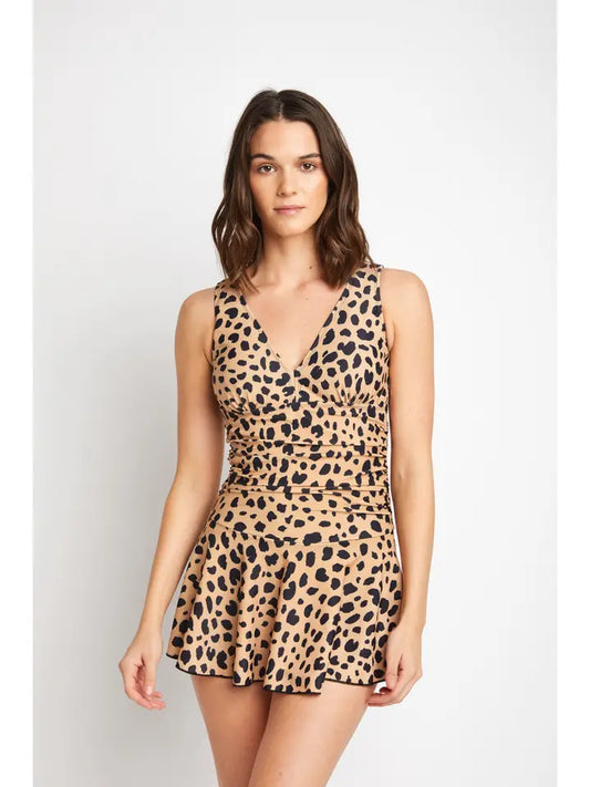 Skirted Boy Short Swimsuit - Leopard