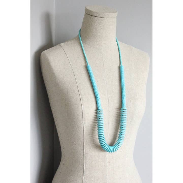 Turquoise Stone Disc Necklace