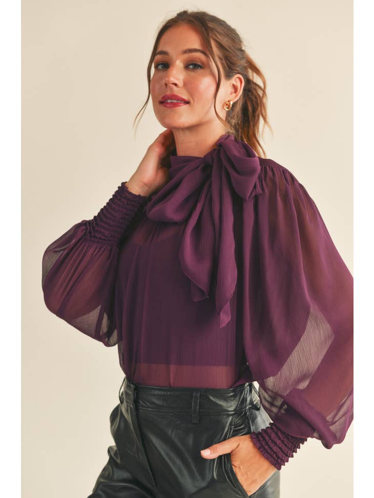 Sophia Sheer Blouse - Plum