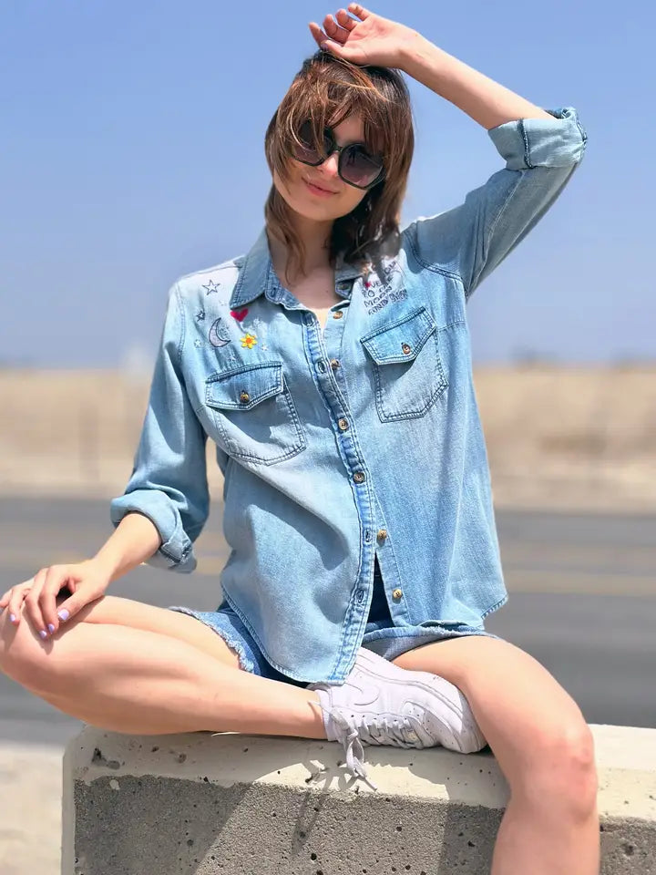 Embroidered Shirt - To the Moon and Back