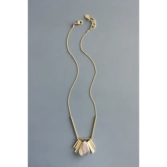 Quartz and Brass Art Deco Necklace