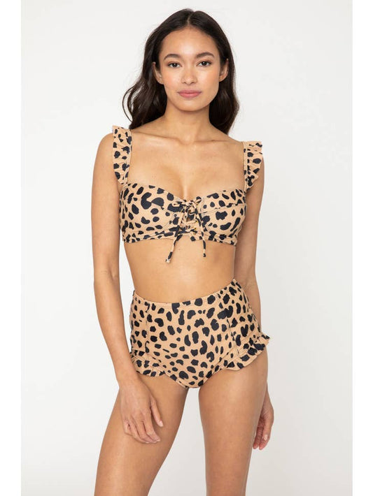 High Waisted Balconette Swimsuit - Leopard