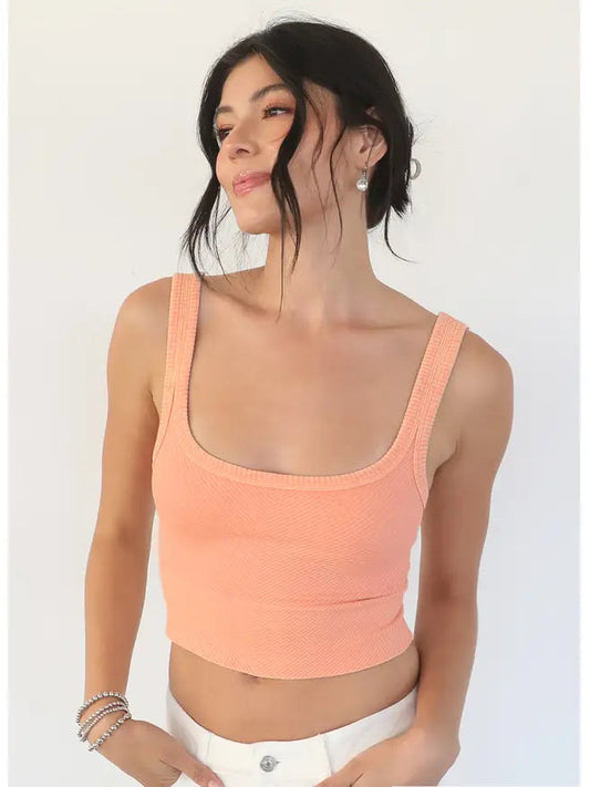 Chevron Crop Top - Vintage Sweet Peach