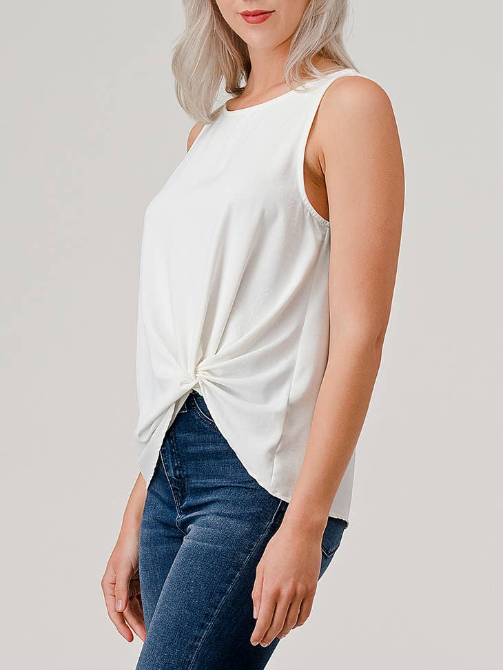 Side Twist Tank - White