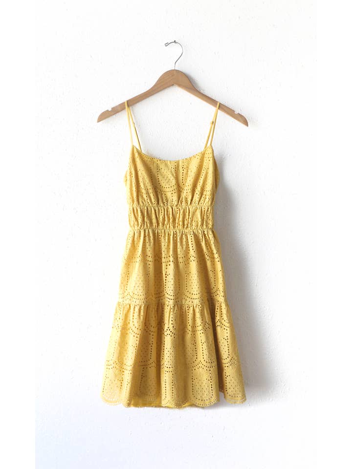 Llana Eyelet Mini Dress - Yellow