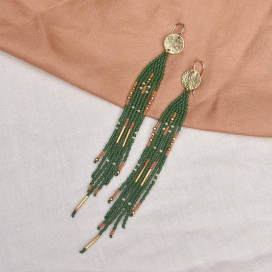 Woven Under the Moon Earring - Emerald