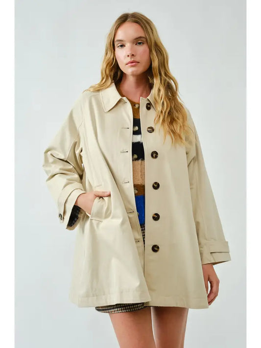 A-Line Trench Coat - Beige