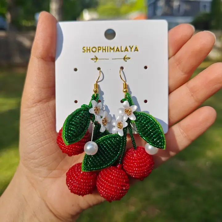 Cherry Beaded Earrings