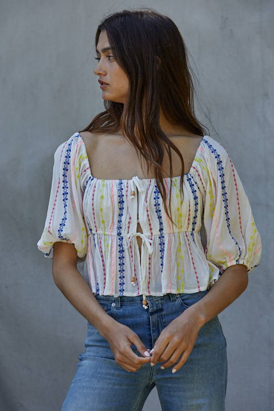 Mojave Valley Tie Top - White Multi