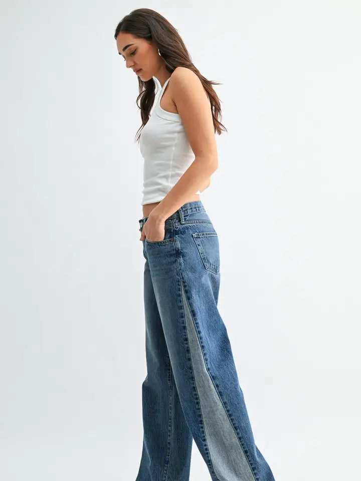 Contrast Angle Seam Wide Leg - Medium