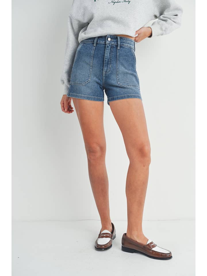 Cargo Denim Short - Medium Wash