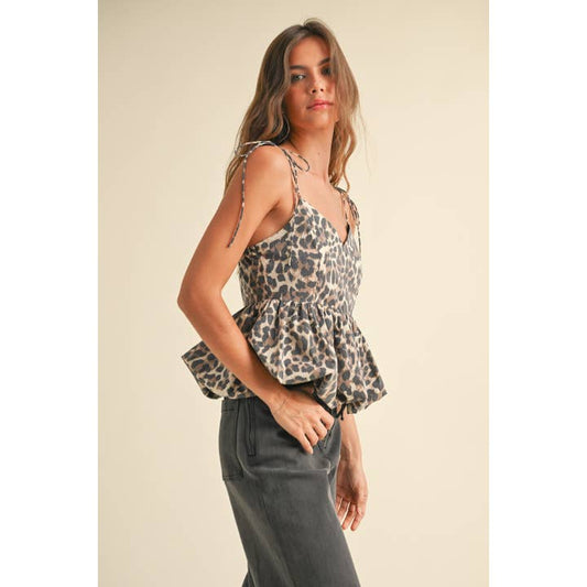 Balloon Hem Top - Leopard