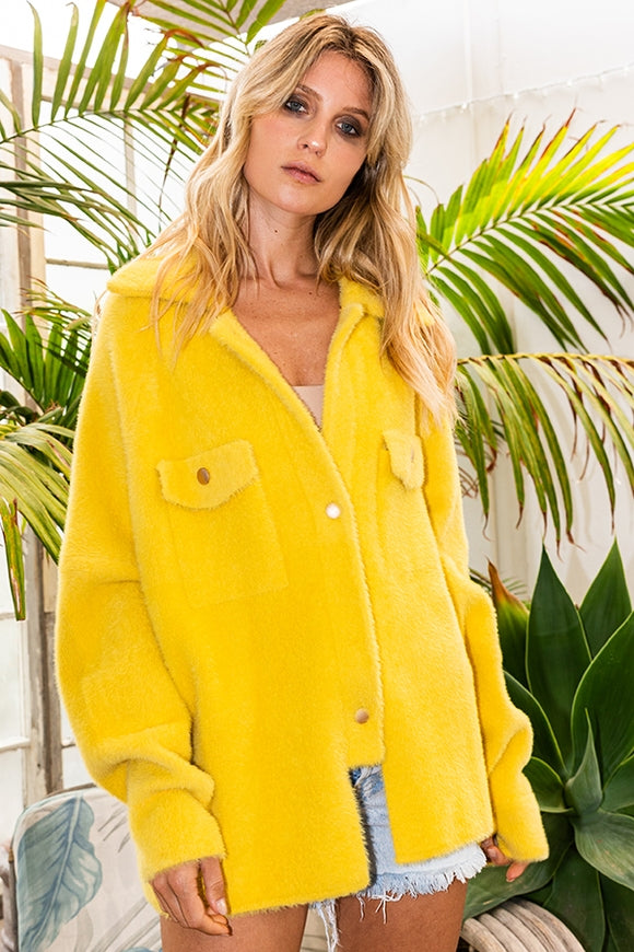 Oversize Fur Jacket - Mustard