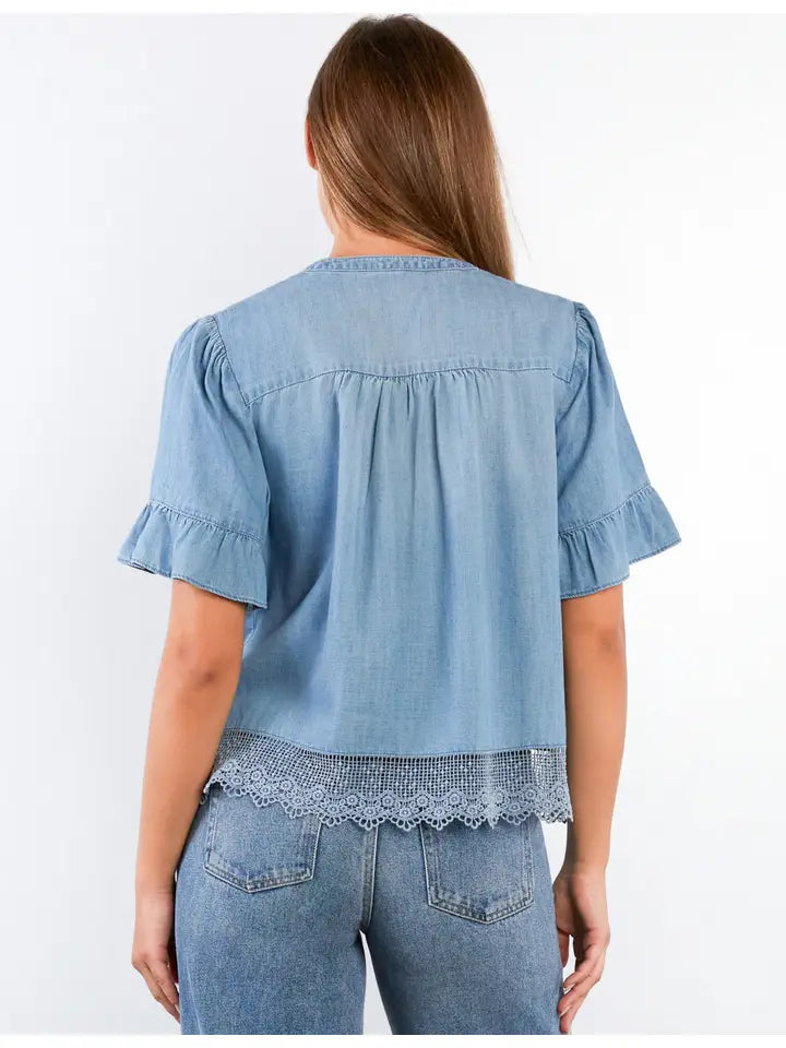 Cafe Pleats Top - Pure Denim